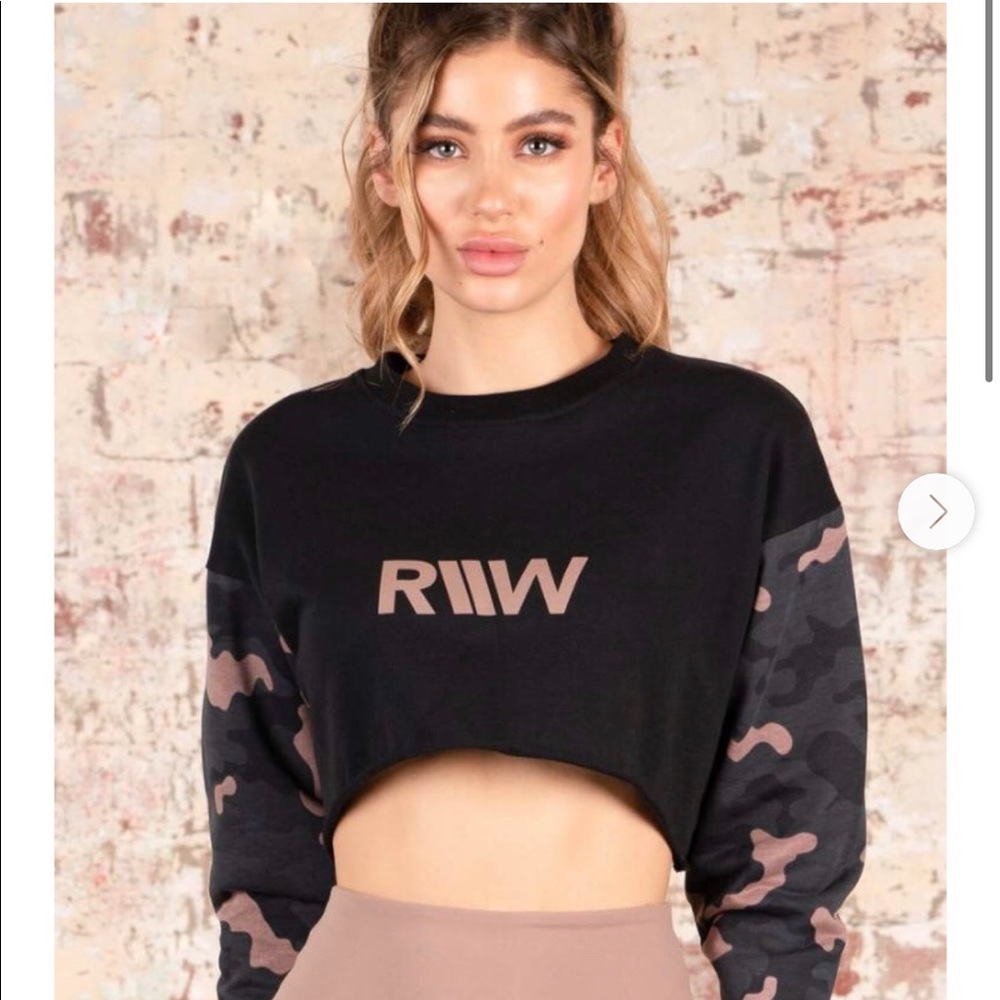 Ryderwear Camo Crop Sweater - Black - Size Small S